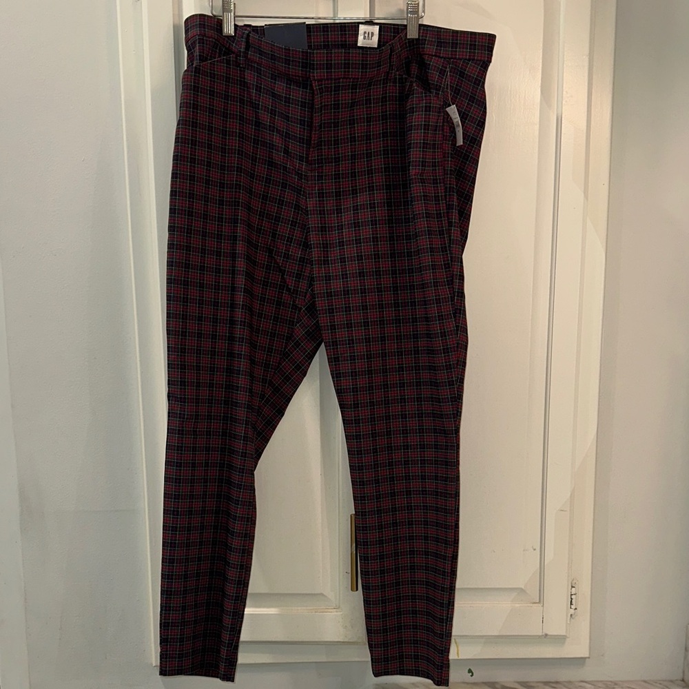 GAP Women’s Plaid Pants - Navy Blue and Red